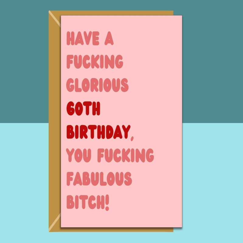 Funny 60th Birthday Card - Personalised - For Her or Him - Perfect greetings card for mum, aunt, friend, sister, anyone turning 60 years old - Blank inside - Small