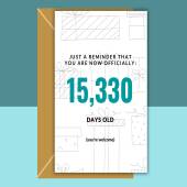 Funny 42nd Birthday Card - Age in days - For him or for her