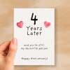 4th Wedding Anniversary Card For Wife Anniversary Card for Husband 4 Year Anniversary Card For Boyfriend or Girlfriend Forth Anniversary - Large (5x7) / Blank Message