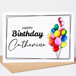 Personalised Birthday Card with a bunch of Birthday Balloons - A6 - 4.1" x 5.8"