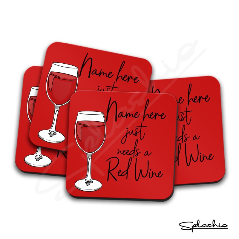 Red Wine Hand Drawn Coaster - Home Bar - Birthday Gift. Secret Santa - Hand Drawn Red Wine Coaster Personalised Drink Coasters - Single Coaster