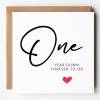First Anniversary Card, 'One Year Down, Forever to Go' - Paper Anniversary Gift - Anniversary Gift for Husband / Wife  1st Anniversary Card