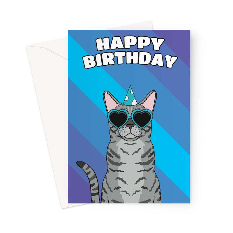 Egyptian Mau Cat Birthday Card - A5 Portrait - 1 Card