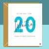 20th Birthday Card - personalised - for Boyfriend, Husband, Fiance - The one I love - 20 year old - Blank inside - Small