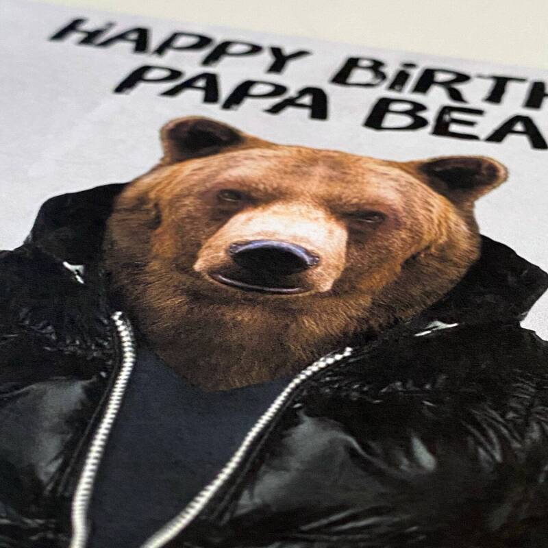 Happy birthday papa bear cute animal in clothes birthday card for dad, father, daddy, papa from son, daughter, child, children (Animalyser) - A6: Single card