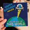 You're out of this world alien, UFO, space-themed birthday card for son, nephew, boy from parents, uncle, auntie (Size A6/A5/A4/Square 6x6") - A6: Single card - Son