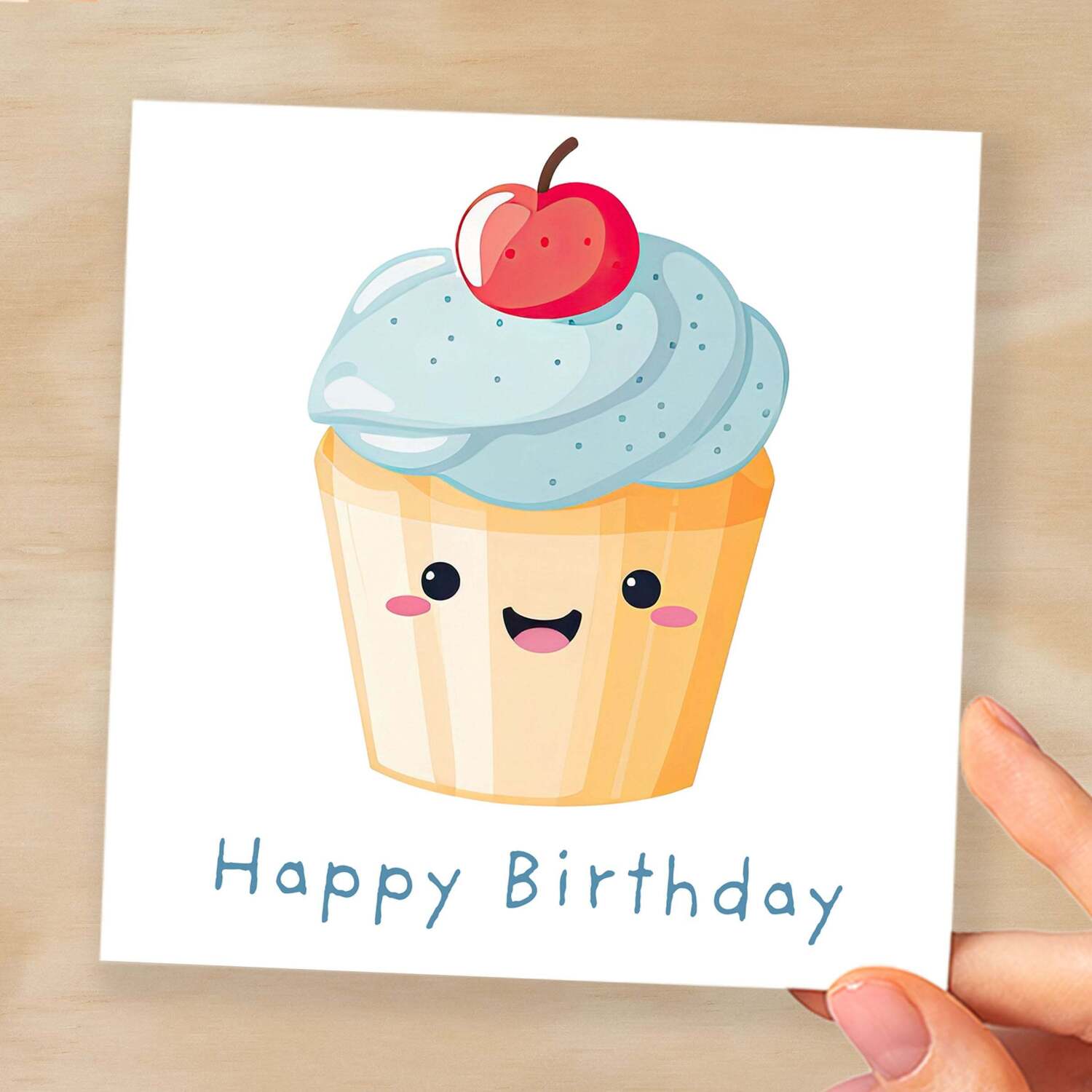 Birthday Card for Her Birthday Card For Sister or Mum Birthday Card For Friend Cute Cake Birthday Card For Him Birthday Card For Anyone - Square (6x6) / Blank Message