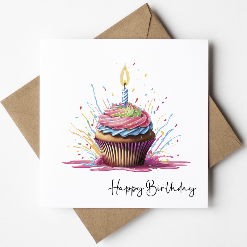 Birthday card ladies cupcake birthday card