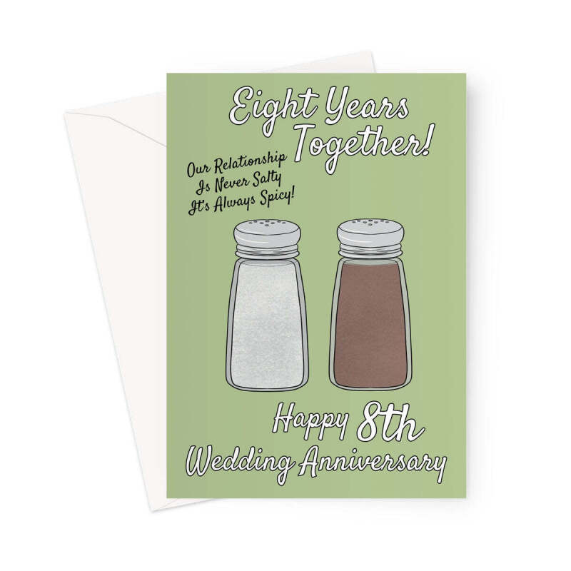 8th Wedding Anniversary Card - Salt - A5 Portrait - 1 Card