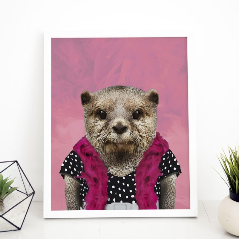 Otter in clothes, animal print, wall art - A5 - Glossy