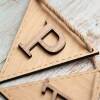 Personalised bunting with wooden letters for nursery decor. Name bunting. Wooden name sign. Wooden lettering. Wooden letters for wall - 1 letter - Oak flg/Walnut ltr