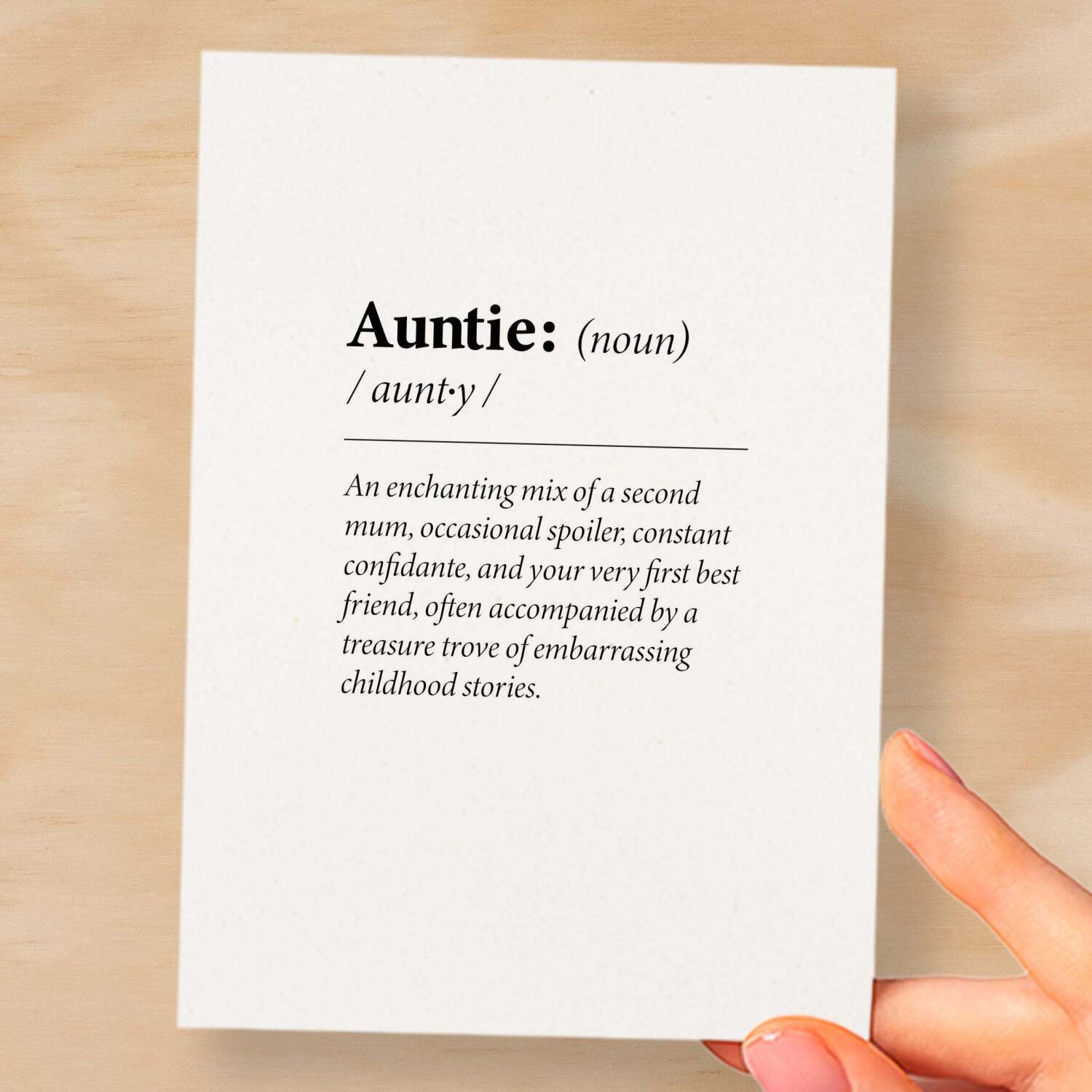 Birthday Card For Auntie Fun Dictionary Quote Card For Auntie Custom Message Card For Auntie Funny Birthday Card For Auntie - Small (4x6) / Blank Message