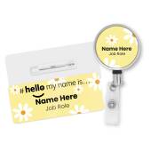 Hello My Name is Badge Daisy's 4 Colours available Personalised Durable Name Badge #hello mynameis Badge, Nurse Badge, Nurse Badge NHS Badge