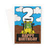 2nd Birthday Card - Dinosaur And Diggers - A5 Portrait - 1 Card