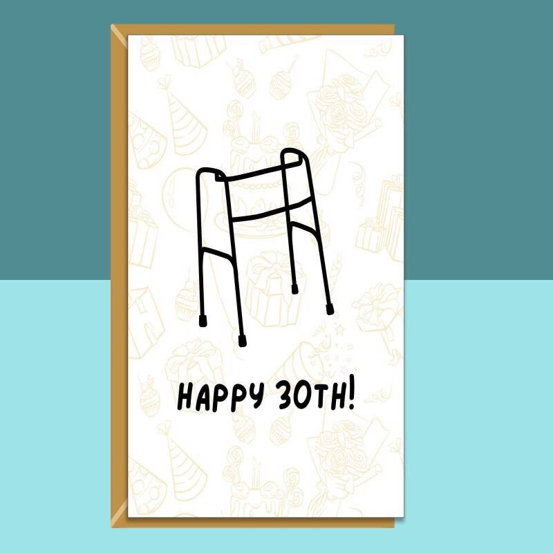 Funny 30th Birthday Card - Personalised inside if required - For Him or For Her - Perfect greetings card for someone turning 30 years old - Blank inside - Small