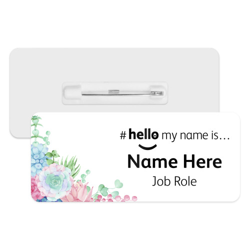 #hello my name is... Name Badge - Watercolour Succulent Corner