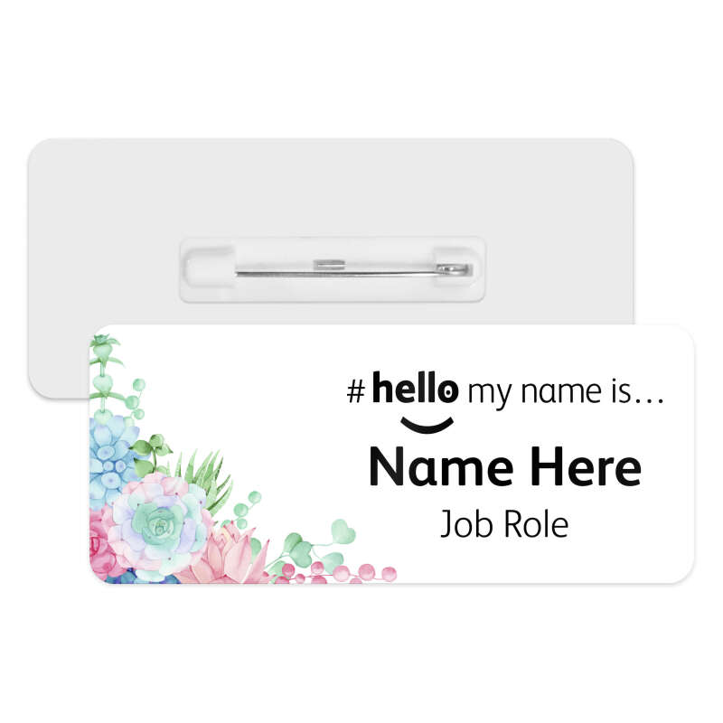 #hello my name is... Name Badge - Watercolour Succulent Corner