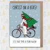 Christ on a Bike funny, rude, offensive, anti-religious, blasphemous Christmas, festive, holidays, Xmas card (Size A6/A5/A4/Square 6x6") - A6: Single card