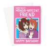 Happy Birthday Card For Friend - Manga Girls Hugging -  A5 Greeting Card - A5 Portrait - 1 Card