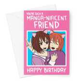 Happy Birthday Card For Friend - Manga Girls Hugging -  A5 Greeting Card