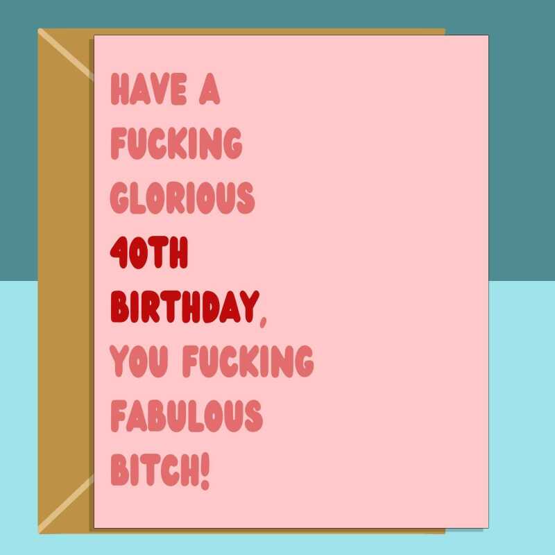 Funny 40th Birthday Card - Personalised - For Her or Him - Perfect greetings card for bestie, friend, sister, anyone turning 40 years old - Blank inside - Small