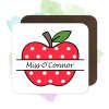 Personalised Teacher Coaster - Polka Dot Apple Monogram