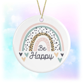 Self Love Ceramic Hanging Decoration - Be Happy Boho Rainbow
