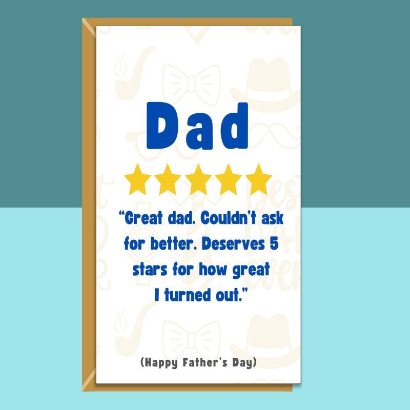 Funny Father's Day Card - For Dad - Personalised inside - Ideal cute card for Fathers Day - Large - Blank inside