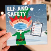 Elf and safety funny health and safety Christmas, Holidays, Xmas, festive card for colleague, coworker, friend (Size A6/A5/A4/Square 6x6")