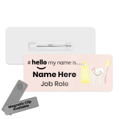 #hello my name is... Name Badge - Pink Cute Tooth