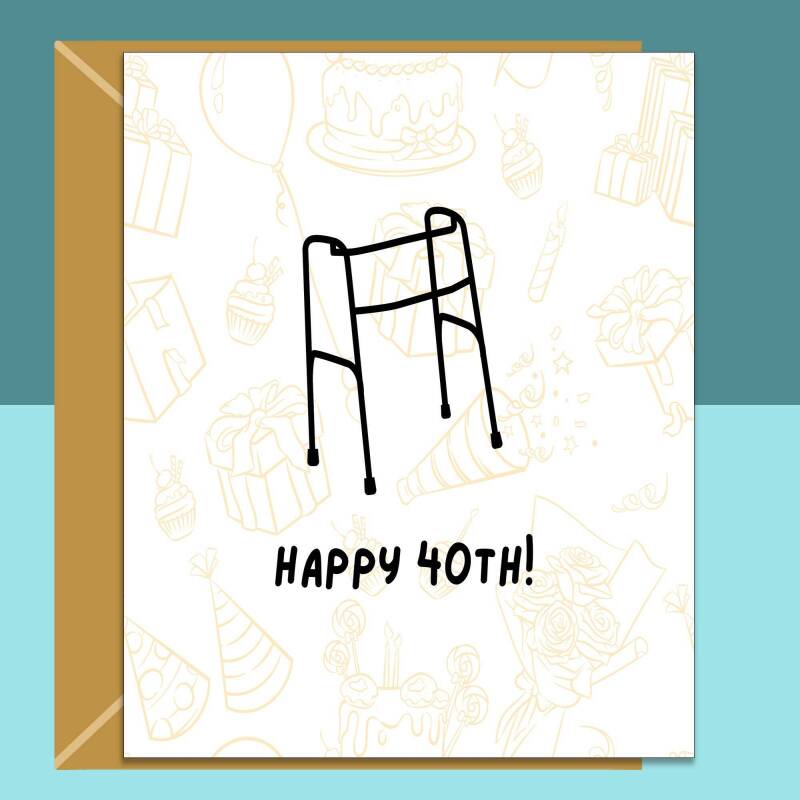 Funny 40th Birthday Card - Cheeky Card For Someone Turning 40 Years Old - For Him or For Her - Can be personalised inside if required - Blank inside - Large