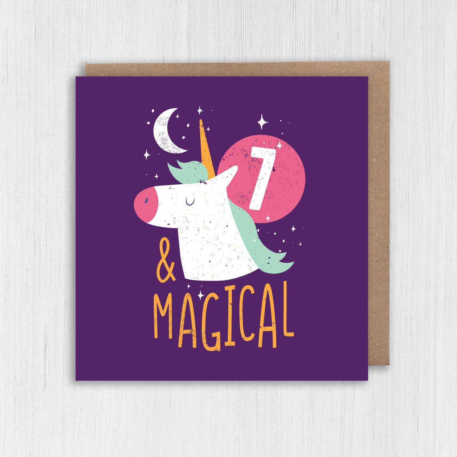 Children, child, boy, girl, kids any age birthday card: Magical unicorn - 1st, 2nd, 3rd, 4th, 5th, 6th, 7th (Size A6/A5/A4/Square 6x6") - A6: Single card