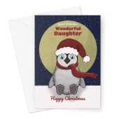 Merry Christmas Card For Daughter -Cute Penguin - A5 Greeting Card