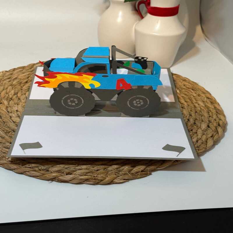 Handmade Monster Truck Birthday Pop Up card