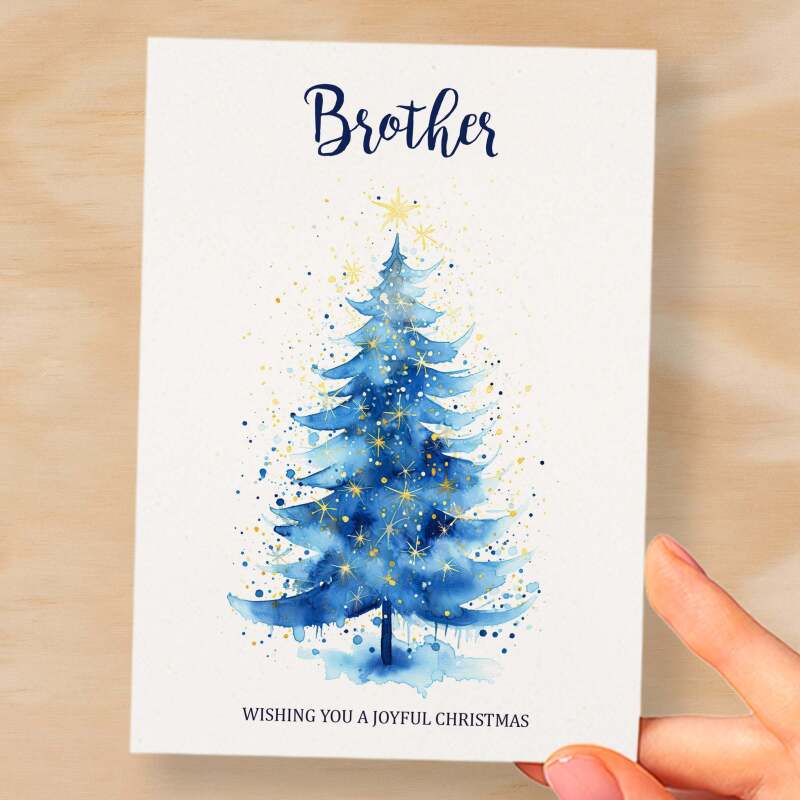 Christmas Card For Brother Card For Him Xmas Card for Brother Luxury Christmas Card for Loved One Brother Card Christmas Tree Card - Large (5x7) / Blank Message