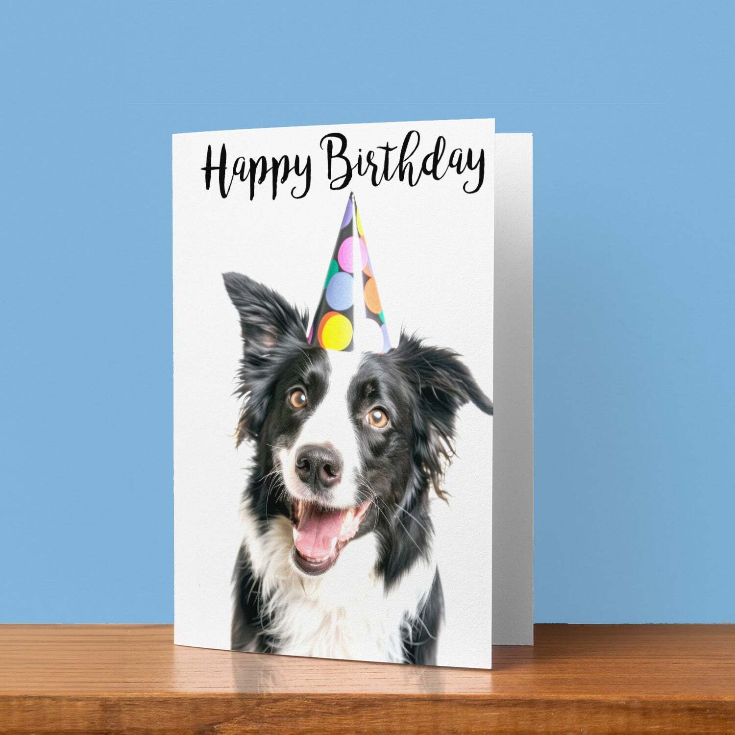 Birthday Card For Him or Her Fun Birthday Card of A Collie Dog Happy Birthday Card For Mum, Dad, Sister Brother - Small (4x6) / Blank Message