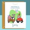 Grandson Tractor Birthday Card Personalised - Customised Farm Card - ideal for 1 year old, 2nd birthday, 3rd birthday, or any other age. - Blank inside - Regular - Matte Card