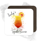 Personalised Tequila Sunrise Coaster with Splash Effect