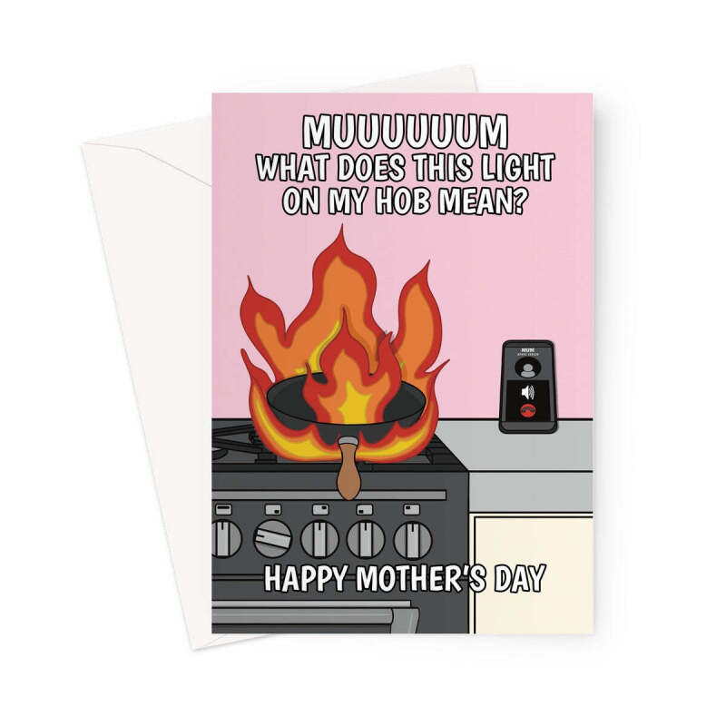 Happy Mother's Day Greeting Card - Help Fire On My Hob - A5 Portrait - 1 Card