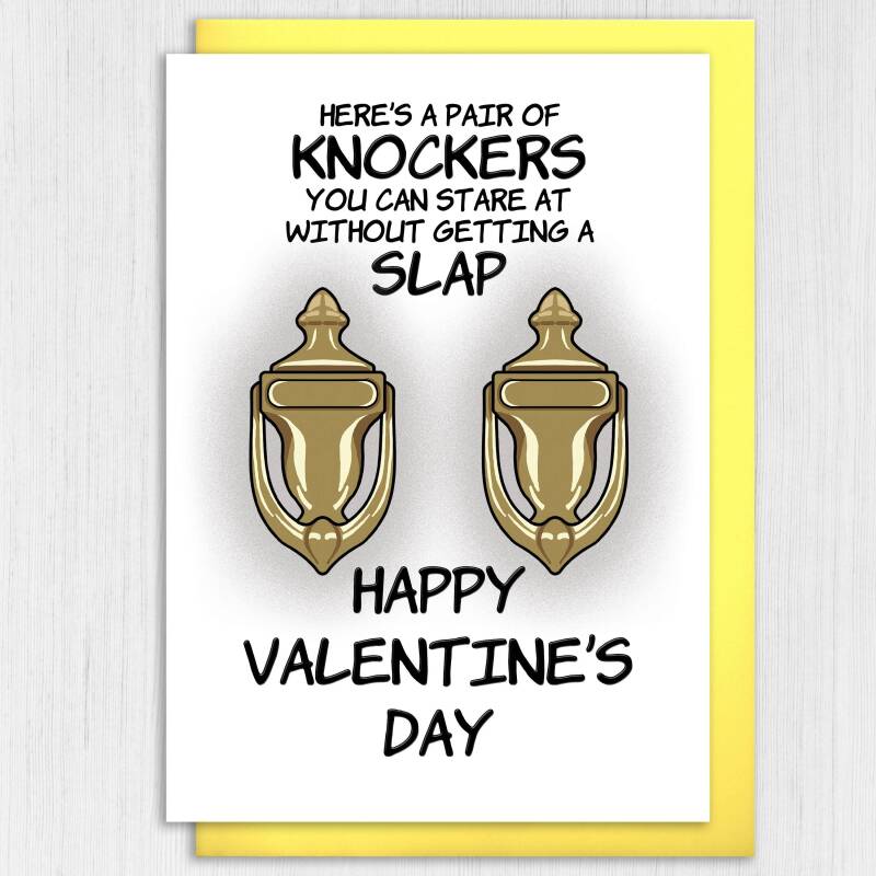 Here's a pair of knockers you can stare at without getting a slap funny, rude, breasts, boobs, tits, Valentines card (A6/A5/A4/Square 6x6") - A6: Single card