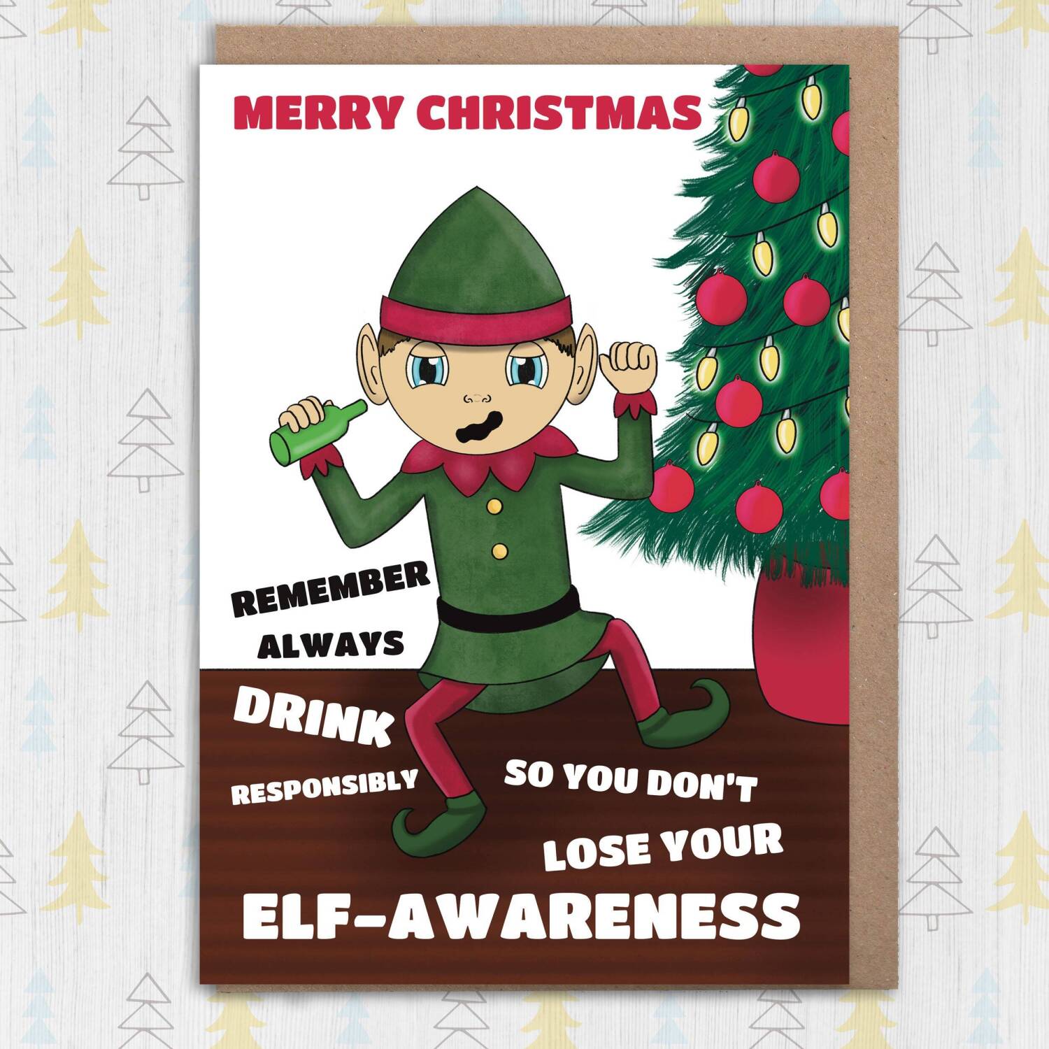 Don't lose your elf-awareness personalised funny elf Christmas card for son, daughter, grandchildren, any relation (Size A6/A5/A4) - A6: Single card