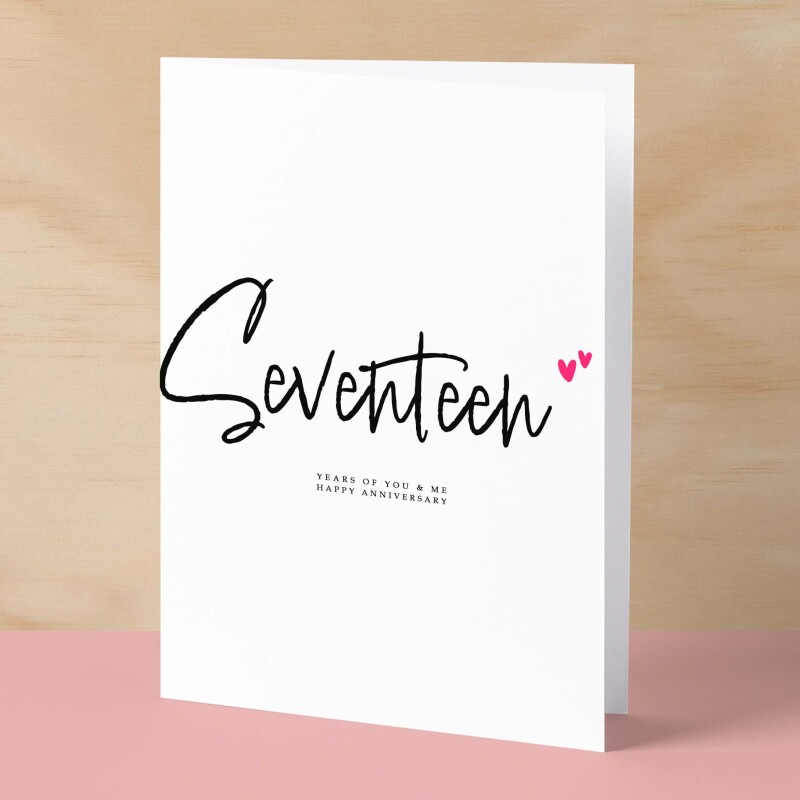 Seventeen Year Anniversary Card For Husband 17 Year Anniversary Card Boyfriend or Girlfriend Wedding Anniversary Card For Wife - Small (4x6) / Blank Message