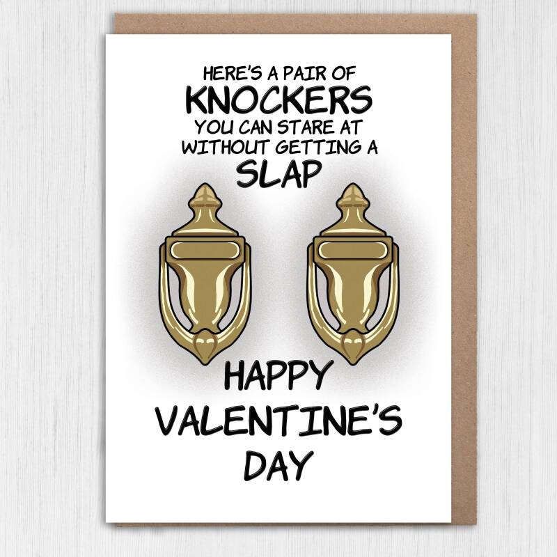 Here's a pair of knockers you can stare at without getting a slap funny, rude, breasts, boobs, tits, Valentines card (A6/A5/A4/Square 6x6") - A6: Single card