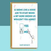 Funny 21st Birthday Card - Personalised inside if required - For Him or For Her - Perfect greetings card for someone turning 21 years old