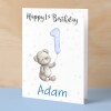 Personalised 1st, 2nd, 3rd, 4th, 5th Birthday Card for Son, Grandson, Nephew, Godson, Boys Teddy Bear Card - 1 - One - Blank Message