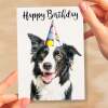 Birthday Card For Him or Her Fun Birthday Card of A Collie Dog Happy Birthday Card For Mum, Dad, Sister Brother - Small (4x6) / Blank Message