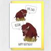Bye Dad, Bison, Bye Son funny bad joke animal, bison birthday card for father, daddy, papa from son, child, children (Size A6/A5/A4) - A6: Single card