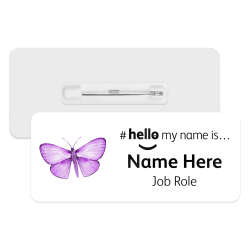 #hello my name is... Name Badge - Watercolour Purple Butterfly