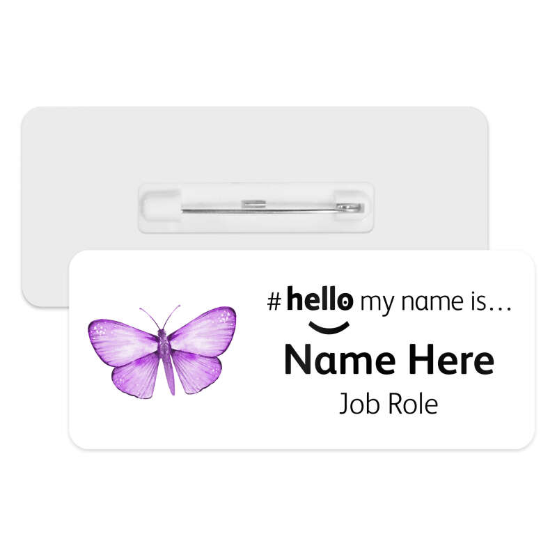 #hello my name is... Name Badge - Watercolour Purple Butterfly