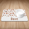 Personalised Brown Paw & Bone Print Puppy/Dog Bowl Mat